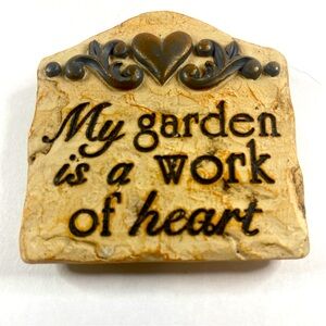 Garden Theme Refrigerator Magnet  My Garden Is A Work Of Heart With Copper Heart